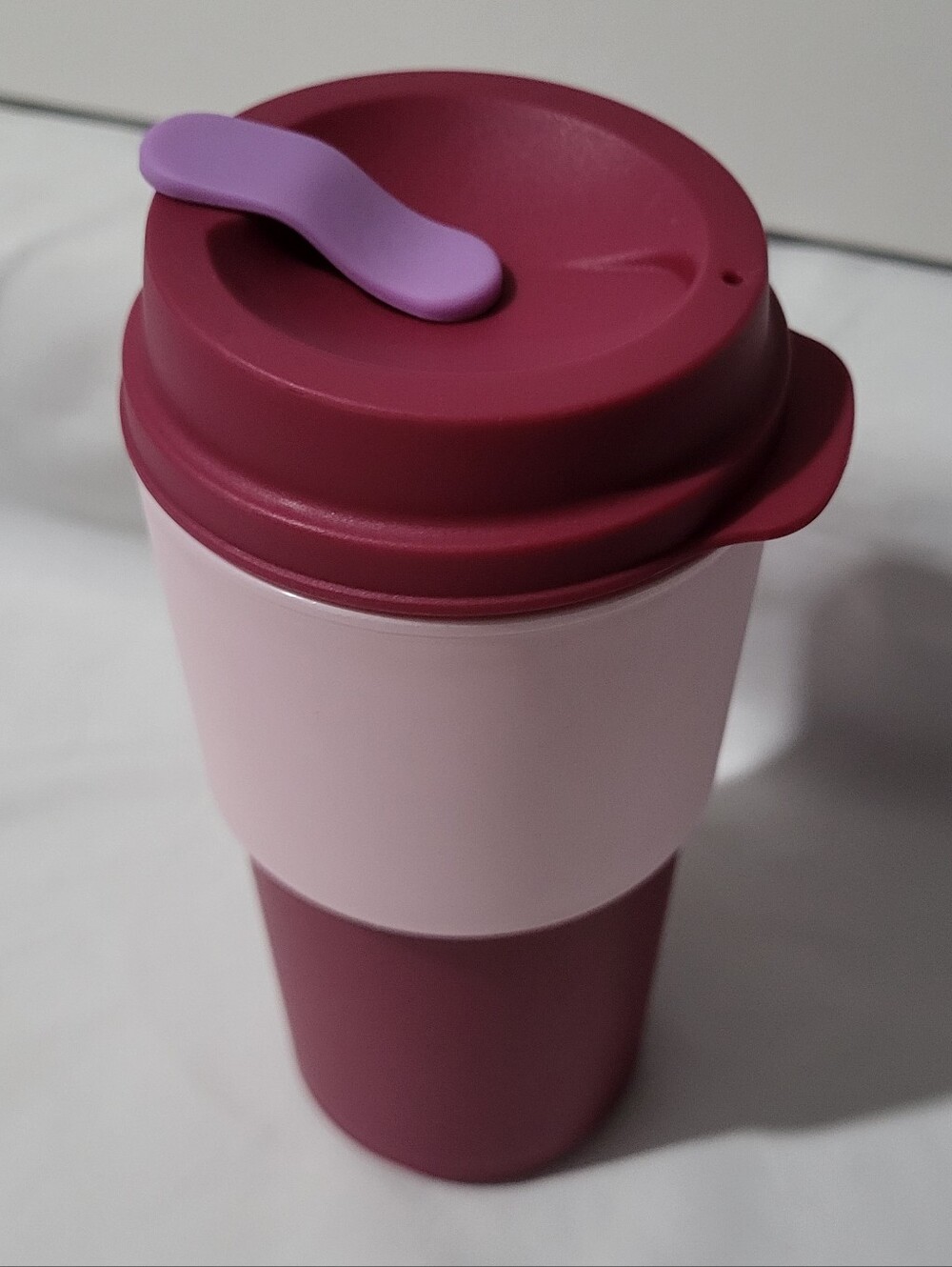 Tupperware Eco To Go Cup Coffee Mug Burgundy Pink